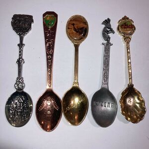 Vintage Collectible Souvenir Travel Spoons Arizona Pewter Native Havasu Lot of 5